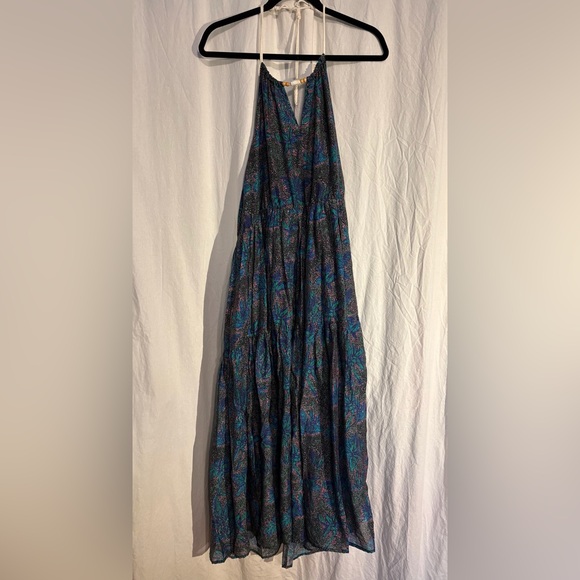 The Korner Dresses & Skirts - Vibrant Floral Print maxi dress with open back - Teal, Purple, Pink